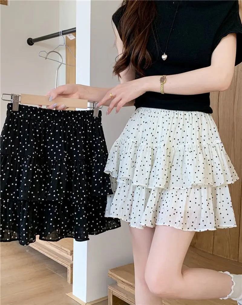 Women Clothes Fashion Summer New Style High Waist Temperament Trend Round A-line Skirt Loose Short Skirt Cake Half Skirt