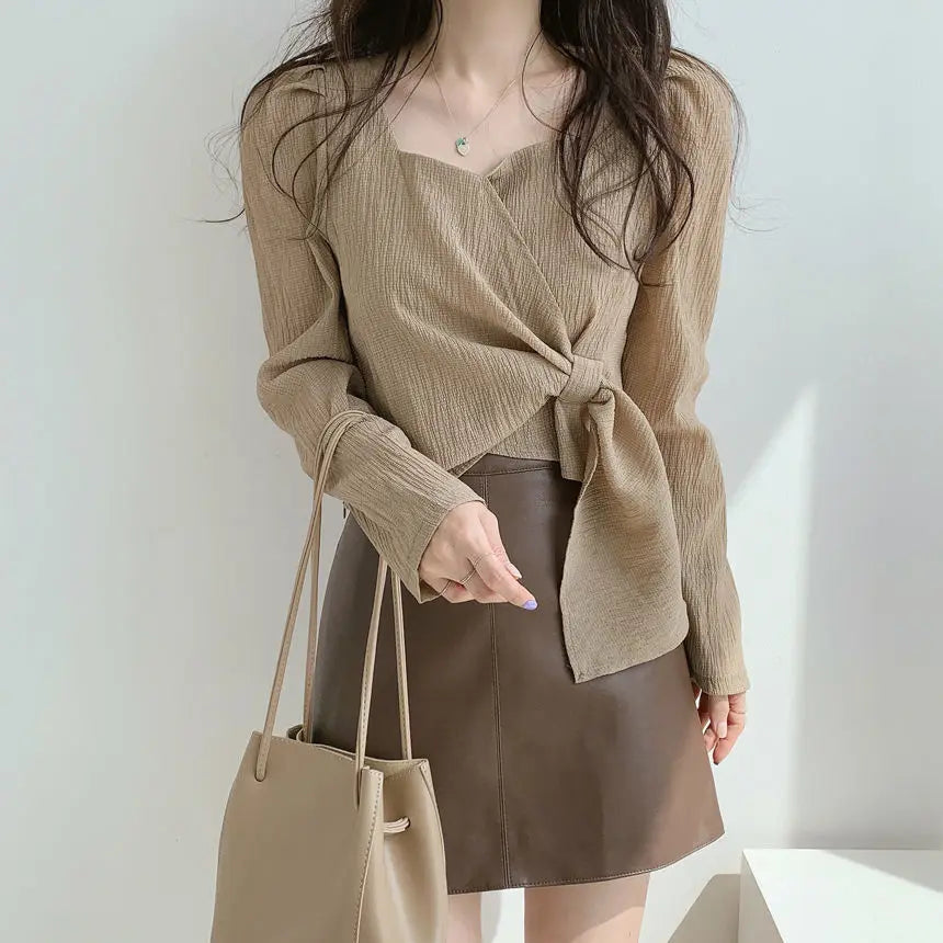 Summer Shirts for Women Youth Beautiful Korean Asymmetrical Casual Top Fashion Vintage Loose Blouse Woman New Collection 2025