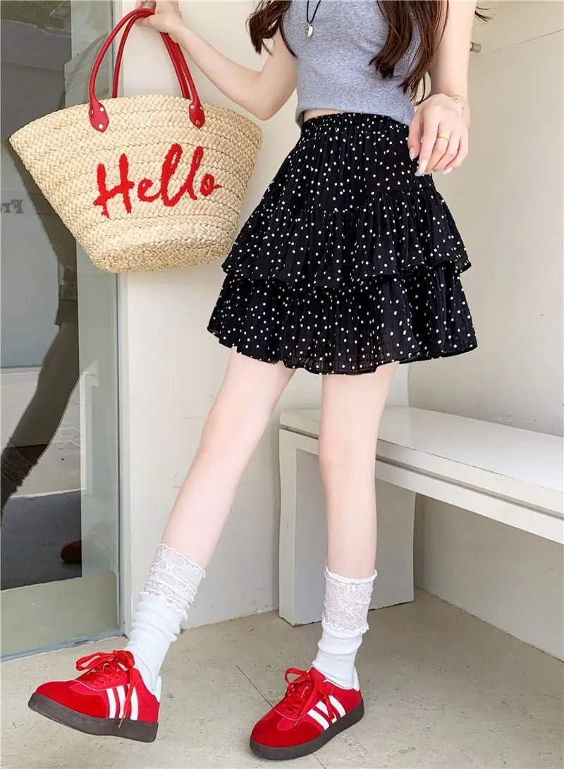 Women Clothes Fashion Summer New Style High Waist Temperament Trend Round A-line Skirt Loose Short Skirt Cake Half Skirt