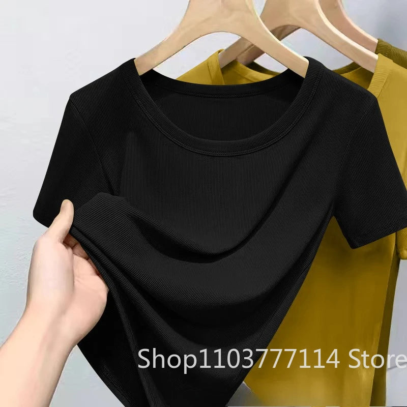 Summer woman O Neck T-Shirt Fashion Trendy Loose Fit Short Sleeve Soft Breathable  Casual Tops Daily Wear Street Style Outfits