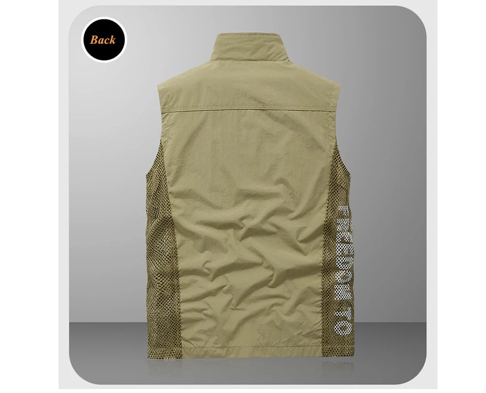 Summer Men's Work Vest Leisure outdoor Men Breathable Mesh Sports Waistcoat Man Photography Fishing Sleeveless Jackets Clothing