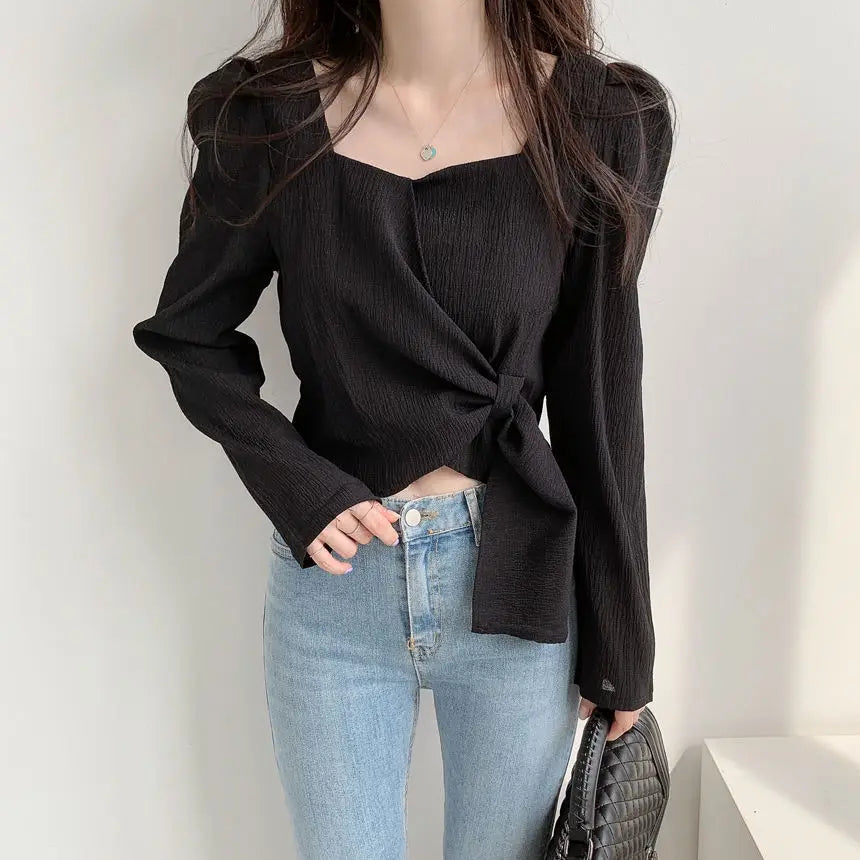 Summer Shirts for Women Youth Beautiful Korean Asymmetrical Casual Top Fashion Vintage Loose Blouse Woman New Collection 2025