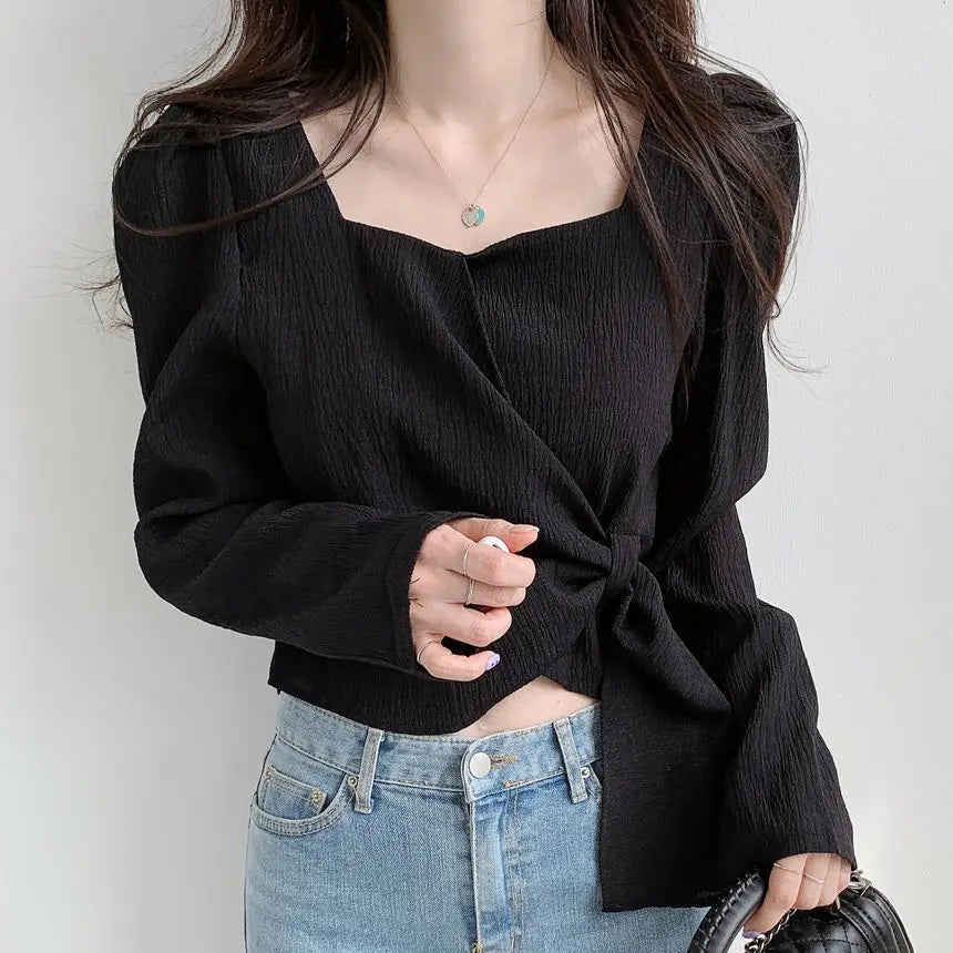 Summer Shirts for Women Youth Beautiful Korean Asymmetrical Casual Top Fashion Vintage Loose Blouse Woman New Collection 2025